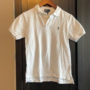 Polo Ralph Lauren white polo shirt with navy horse, size M, EUC